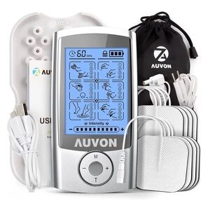 AUVON Rechargeable TENS Unit Muscle Stimulator, 24 Modes. ***New, Opened Box***